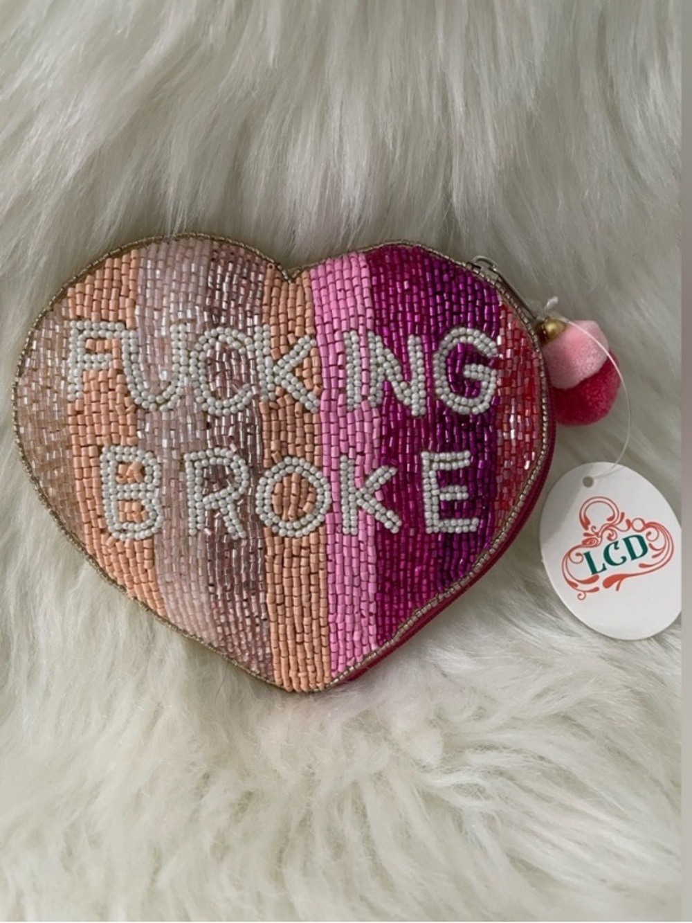 Sentiment Beaded Heart Coin
Purse Shades of Pink
